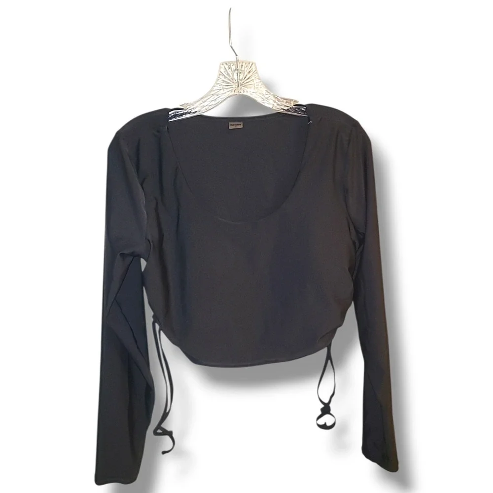 NWT Old Navy XL Black One Piece Swimsuit + Long Sleeve Side Tie Rash Guard